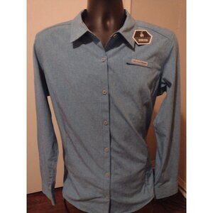 NWT New Women's Field & Stream Long Sleeve Vented Button Shirt XL Blue